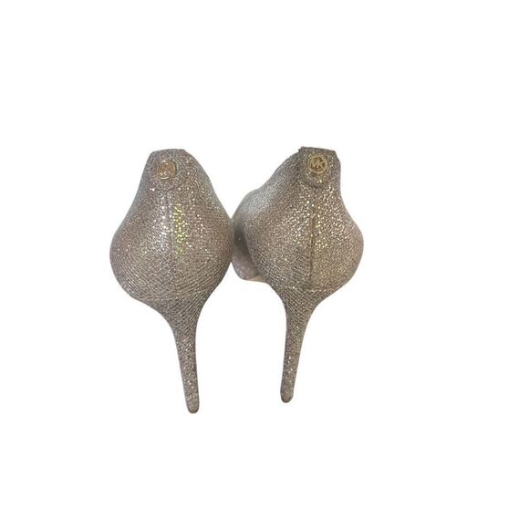 NWOB Michael Kors Erica Platform Open Toe Gold Glittered Heeled Pumps - Picture 2 of 14